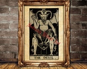 The Devil Tarot card print, Shadow self, attachment, addiction, restriction, sexuality, occult poster,  mystic art, esoteric decor #396.15