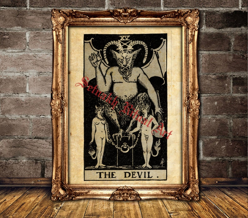 The Devil Tarot Card Print Shadow Self Attachment Etsy