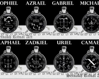7 Archangels Talisman Pendant, Sacred Seven Archangels Sigil Necklace, Combined Angelic Protection Esoteric Talisman, Occult Jewelry #93
