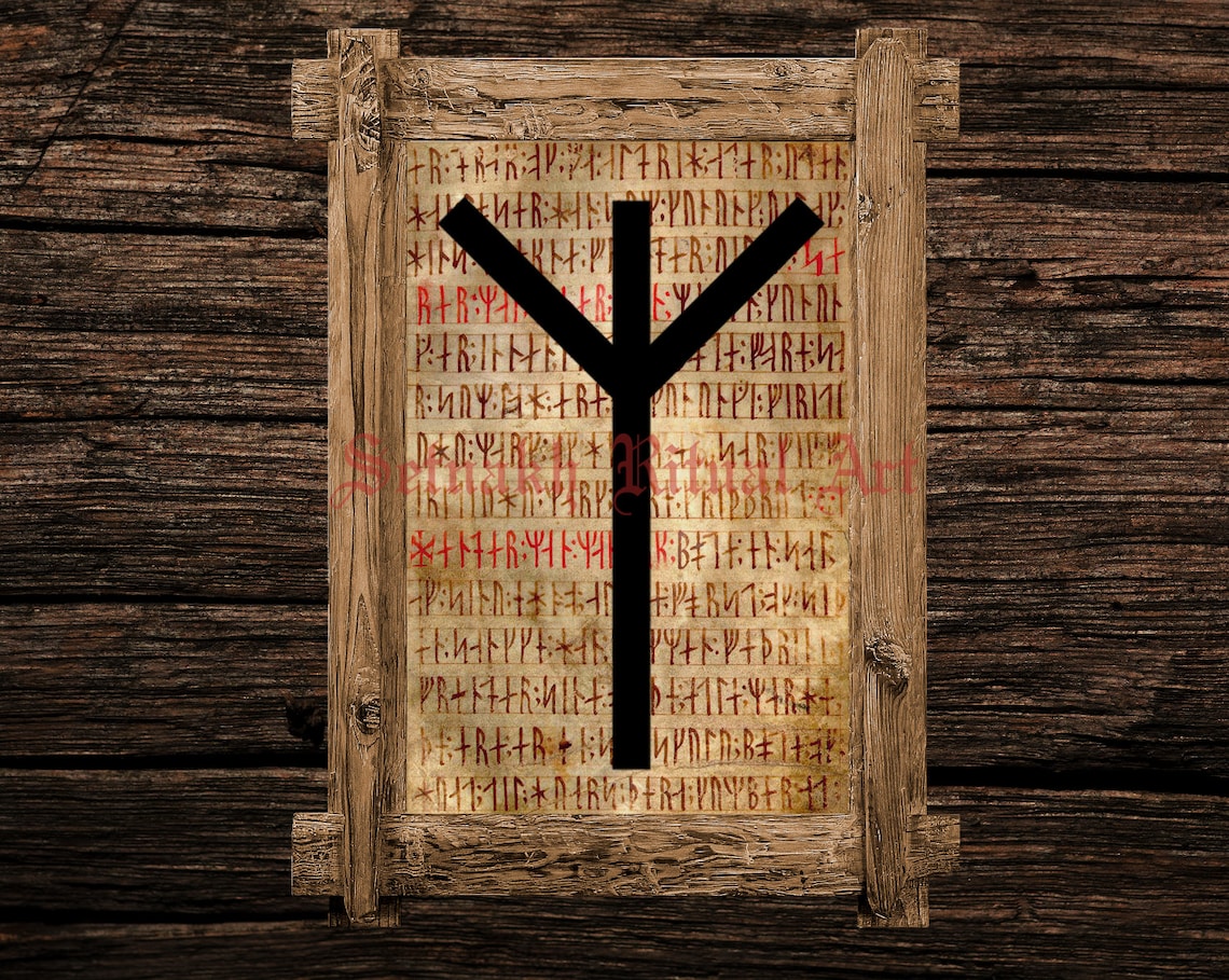 Algiz Print Rune Illustration Elder Futhark Art Viking Home - Etsy