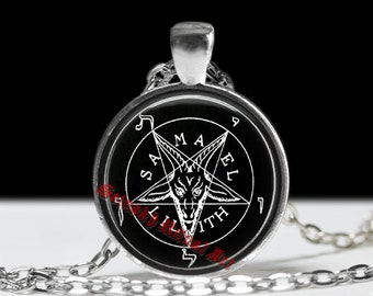 Samael Lilith pendant, satanic goat necklace, pentagram pendant, ritual amulet, satan, 666, satanism, Lucifer, demon, inverted pentagram #36