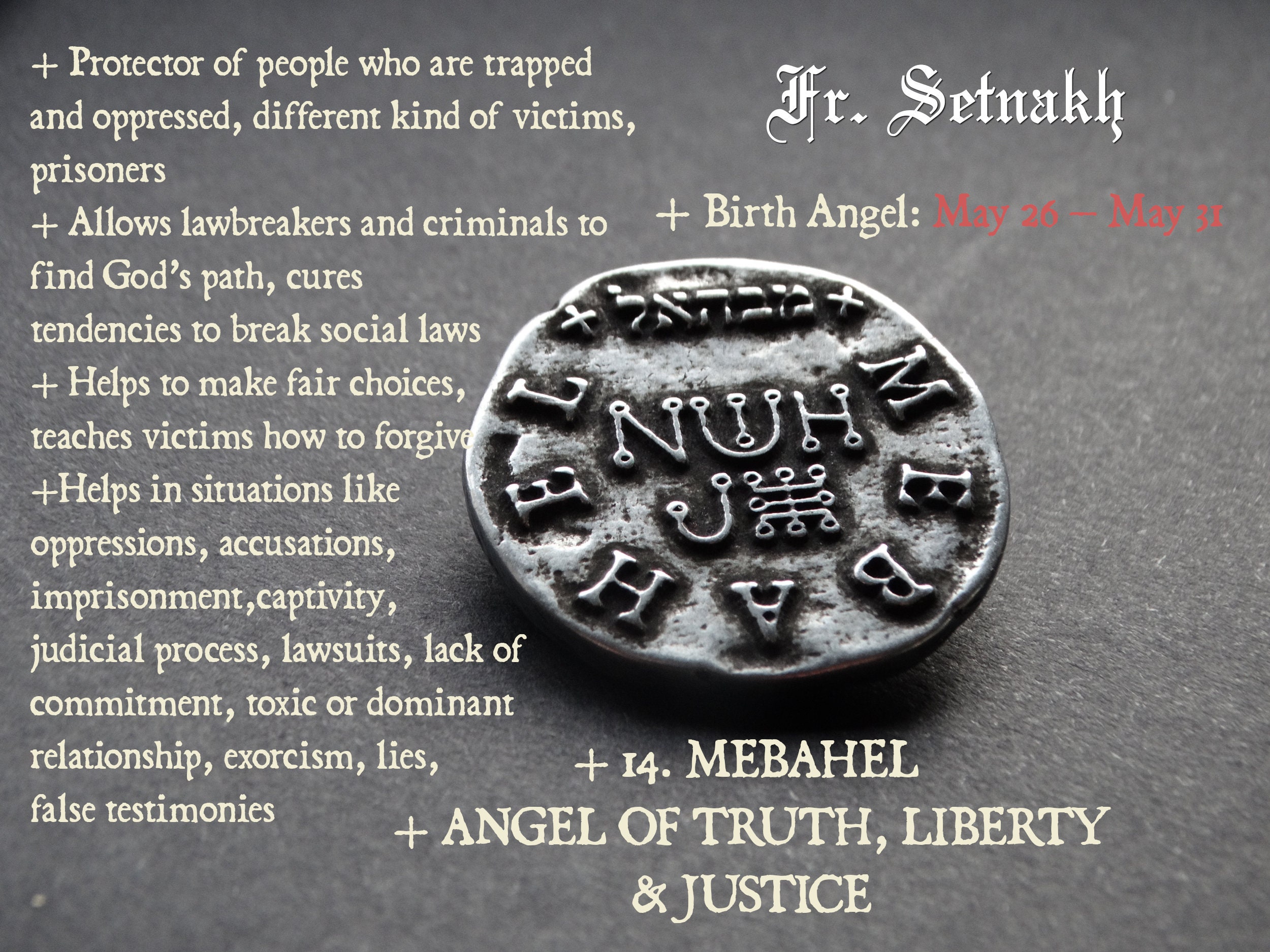 PROTECTION, LIBERTY & JUSTICE Talisman, Mebahel Angel Seal