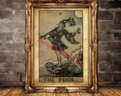 The Fool Tarot print, TBeginnings, innocence, spontaneity, a free spirit,  occult poster, mystic, magic art, esoteric home decor #396.0