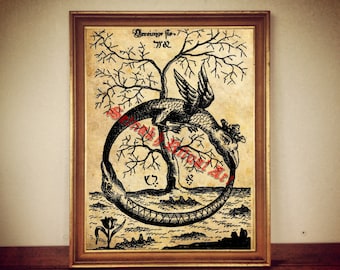 Ouroboros Print Alchemy Snake Symbol Alchemical | Etsy