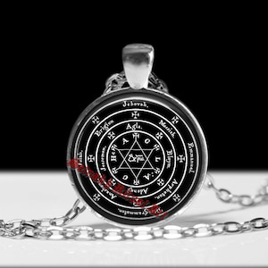 The Grand Pentacle of Solomon pendant, Adonai, Elohim, Tetragrammaton, Jehova, Kabbalah, occult art, AGLA, Emmanuel, Messiah #CE2