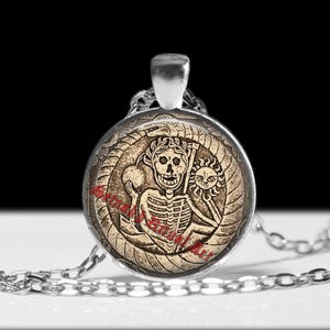 Ouroboros und Skelett Anhänger, okkulter Schmuck, Schlangenkette, Gnostik Schmuck, magisches Accessoires, esoterisch, sakraler, hermetischer Schmuck #409