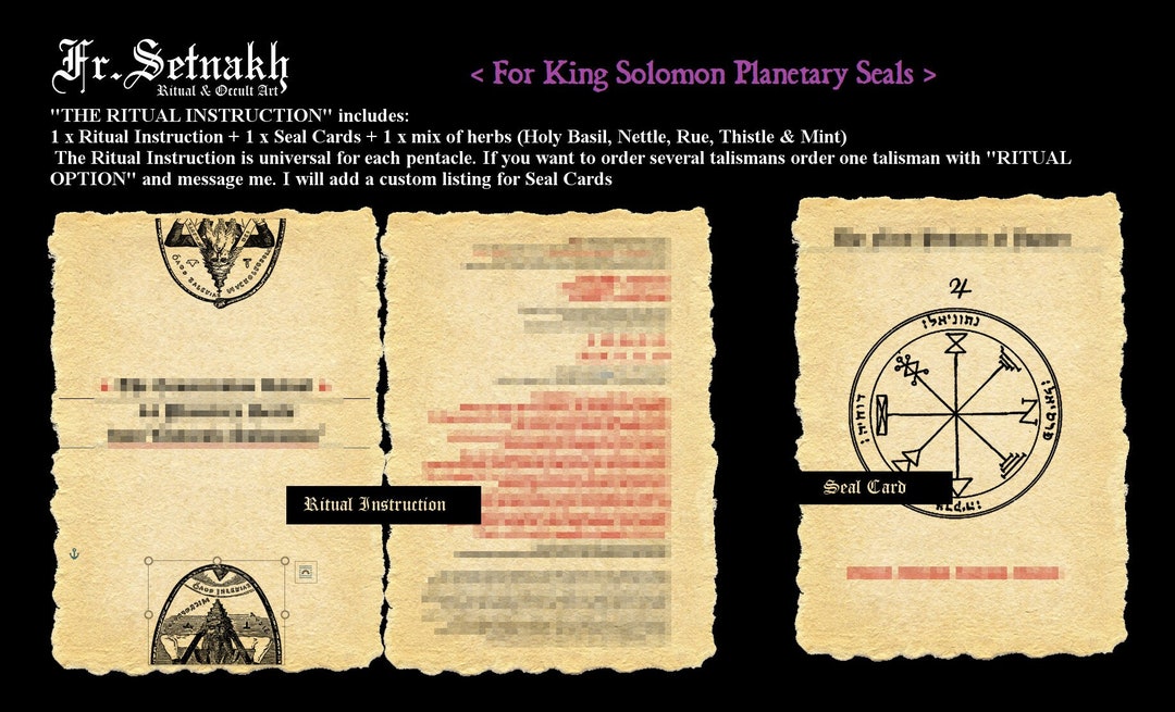 The Ritual Instruction + Incense Herbs / Fits Solomon Seals / 72 Angels ...