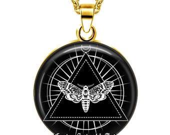Witchy Pendant - Death’s Head Hawkmoth Talisman Necklace – Occult Moth Pendant - Nature Jewelry #573