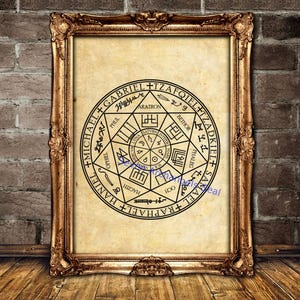 Póster con el sello de los siete arcángeles, impresión de arcángeles, arte mágico, arte mural oculto, Samael, Rafael, Haniel, Miguel, Gabriel, Tzafqiel, Tzadkiel n.° 467