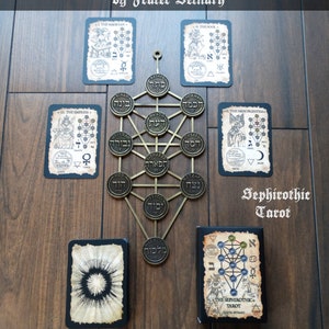 El Tarot Sefirótico - Baraja de 78 cartas + Herramienta de adivinación de metal del Árbol de la Vida, Arte Sefirot, Decoración oculta, Cábala, Qabala, Qabbalah