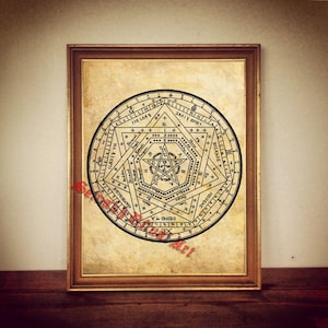 Sigillum Dei Ameth, John Dee&#39;s Seal of True God, Grand Pentacle, Clavicula Salomonis, occult art, magic diagram, #116