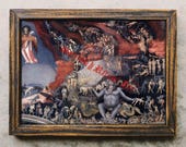 The Last Judgment - Hell print, occult art, antique print with devils, demons, Satan, medieval satanic poster, gift, gothic home decor #496