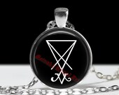 Lucifer sigil necklace, Seal of Satan pendant, satanic talisman, magic amulet, sorcery, Black Metal music jewelry, Death Metal music #35b