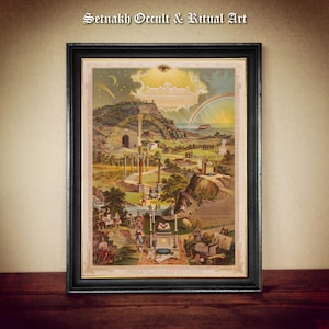 From Darkness to Light – vintage Masonic lithography, Freemasons poster, antique Masonic print, Masons, Freemasonry Lodge #TMP7