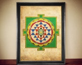 The Sri Yantra print, magid diagram poster, Hindu wall decor, occult art, esoteric decor, Hindu tantra, Srichakra #263