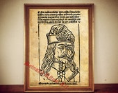 Vlad Tepes print, The Impaler, Dracula poster, vampire illustration, gothic gift, goth home decor, dark room, victorian house decoration #71