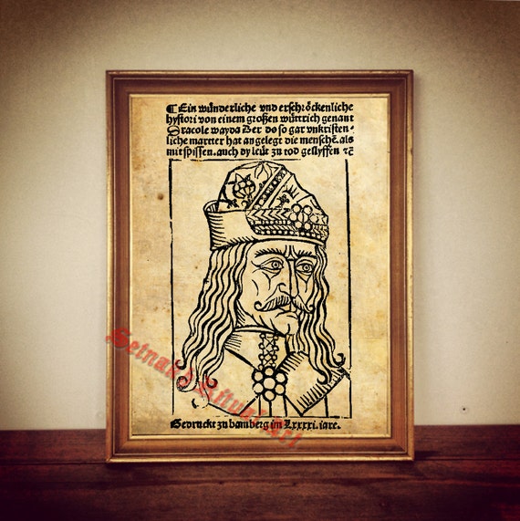 Vlad Tepes Print The Impaler Dracula Poster Vampire Illustration Gothic Gift Goth Home Decor Dark Room Victorian House Decoration 71