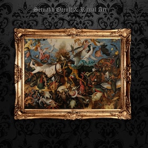 The Fall of the Rebel Angels, Pieter Bruegel the Elder, Fallen Angels print, Nephilim, occult poster, illustration, antiqued art #ANG2
