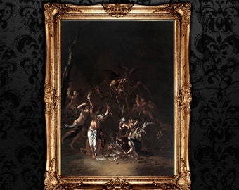 Impressão de Sabá das Bruxas, Arte Oculta Vintage, Decoração Sombria para Casa #W102