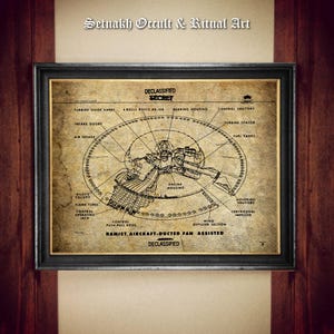 Avro Project diagram, secret military flying saucer blueprint, vintage ufology print, UFO poster, Cosmic energy, Alien poster #UF3