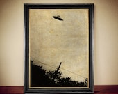 UFO print, Flying Saucer over Passaic (New Jersey), 1952,  Source: CIA, Cosmic energy, UFO, Occult, Magick poster #UF1