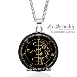Ars Goetia Demon - ASMODAY / ASMODEUS Seal Pendant, Demonic Sigil Necklace, Lemegeton, Lesser Key of King Solomon, Occult Amulet #104.32