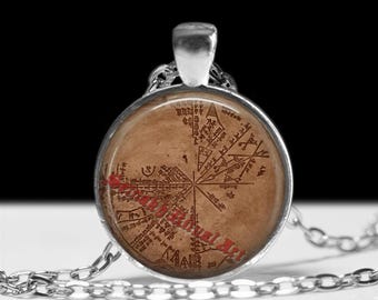 Carta astronómica cuneiforme, colgante de cabujón de vidrio, collar con mapa estelar babilónico n.° 242