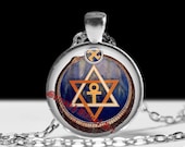 The seal of the Theosophical Society pendant, occult necklace, magic talisman, esoteric jewelry, ceremonial magick, amulet, lamen #268