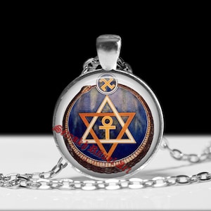 The seal of the Theosophical Society pendant, occult necklace, magic talisman, esoteric jewelry, ceremonial magick, amulet, lamen #268