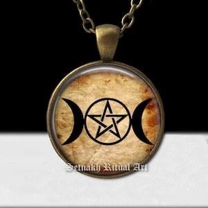 Triple Moon Goddess Pendant, Wiccan Talisman, Esoteric Jewelry #WS1