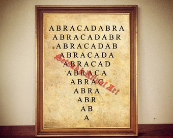 Abracadabra Print, Vintage Occult Illustration, Magic Wall Decor #275