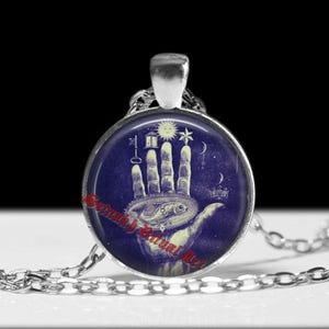 Halskette Gnostische Hand, okkulter Anhänger, Ritualkette, Handarbeit, magischer Talisman, Esoterik Schmuck, Amulett Lamen #346