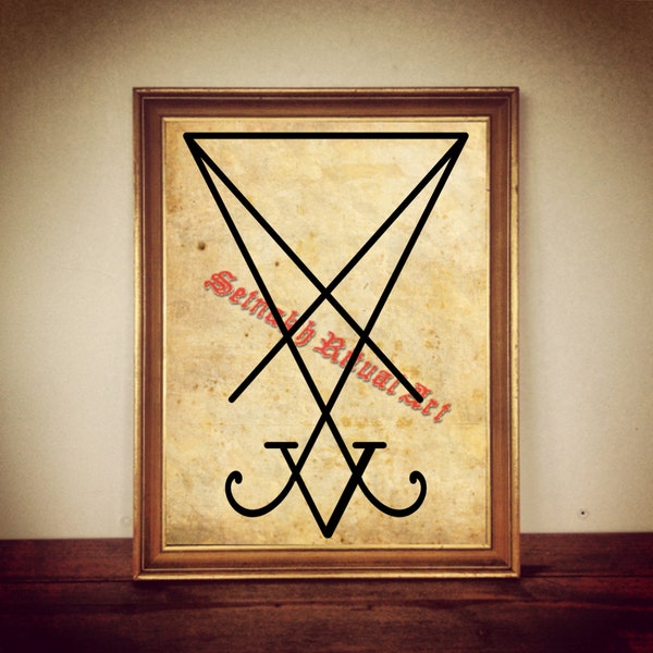 Lucifer sigil print, occult illustration, satanic poster, occult home decor, altar decoration, sign of the Beast, Luciferian magick #35