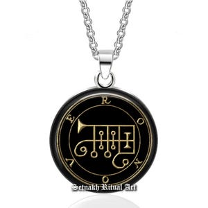 Colgante con sello demoníaco de Ronove n.° 27, collar con sigilo de Goetia, Lemegeton, Llave menor de Salomón, ocultismo, amuleto ritual de invocación de demonios n.° 104.27