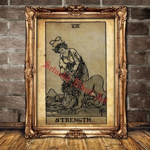 The Strength Tarot print, Strength, courage, persuasion, influence, compassion, Tarot card poster, occult art #396.8