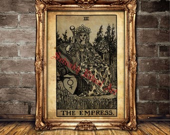 The Empress Tarot Card Print, Vintage Occult Art #396.3