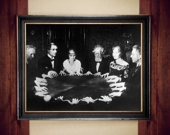 Antique Séance Print, Spiritualism Photograph, Occult Gothic Home Decor #VIC2