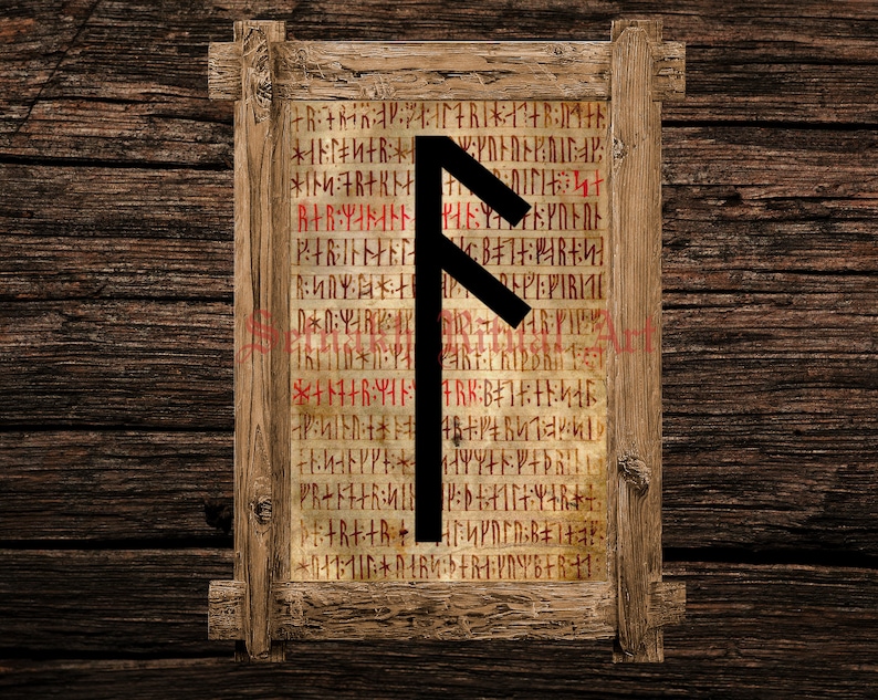 magical illustration norse magick viking home decor rune illustration magic Ansuz print occult canvas poster #339.4 Elder Futhark art