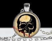 Vampire skull pendant, blood jewelry, gothic fashion necklace #66