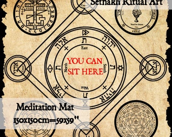 Meditationsmatte für Solomon Magick Eingriffe - Planetare Siegel - 44 König Salomon Pentagramme - Größerer Schlüssel von Salomon dem König, Goetia, Okkult