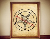 Satanic goat poster, Inverted pentagram print, Sigil of Baphomet art, Goat of Mendes illustration, occult art, home decor, Satan, Lucifer #5