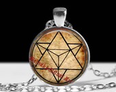 Merkaba pendant, sacred geometry jewelry, golden ratio talisman, magic amulet #483