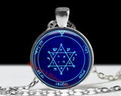 Second pentacle of Jupiter pendant, talisman for acquiring glory, honors, riches, and tranquility of mind, Solomon Seal necklace #103