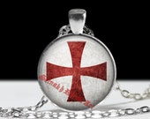 Knights Templar pendant, Templars cross jewelry,  occult necklace, masonic talisman, Illumination #64