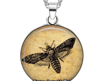Death’s Head Hawkmoth Talisman Necklace – Gothic Moth Pendant - Nature Jewelry #570