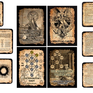 Set von 4 Magick Decks für Tarotkartenleser & Lichtarbeiter | 72 Engel + Sephirotischer Lebensbaum + 44 Solomon-Siegel + Sephirotisches Tarot