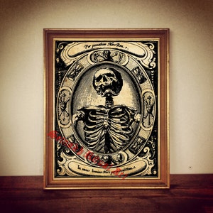 Memento Mori Print, Vintage Occult Skeleton, Macabre Horror Decor #173 image 1