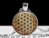 Flower of Life pendant, sacred geometry jewelry, gold ratio talisman, magic amulet #94b