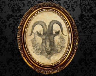 Black Goat Philip Print • Vintage Occult Art, Pagan Home Decor #W118