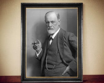 Sigmund Freud Portrait Print, Antiqued Psychology Art #PR1
